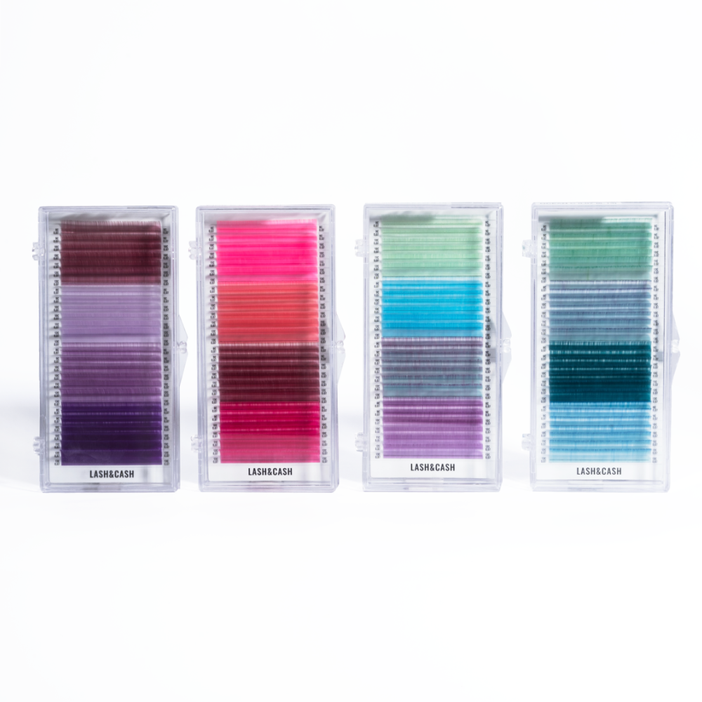 SCULPTOR Color eyelashes for extensions LASH&CASH VIBES PINK, mix 28 lines, 0.07