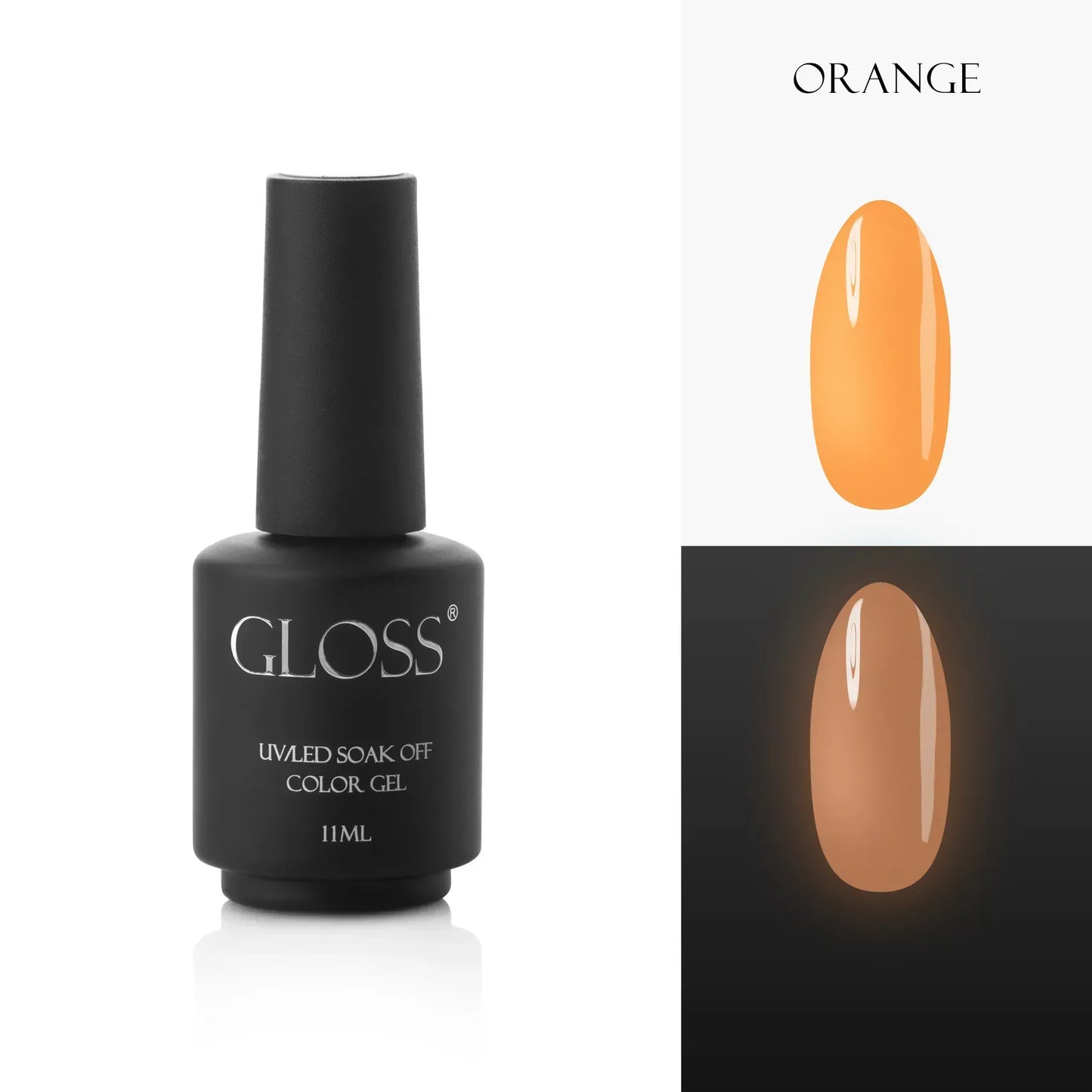 GLOSS fluorescent gel polish Orange Elf, 11 ml (orange)