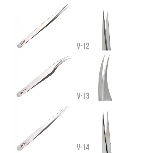 Tweezers for eyelash extensions VILMY / hatchet (tilt angle 60°) / T-60