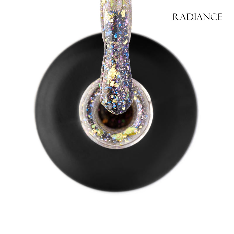 GLOSS Shine top coat Radiance, 11 ml (transparent with a beige undertone and golden foil)