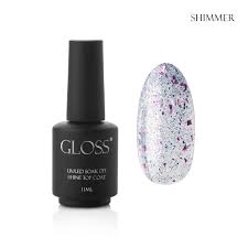 GLOSS Shine top coat Shimmer, 11 ml (transparent with a blue undertone and pink foil)