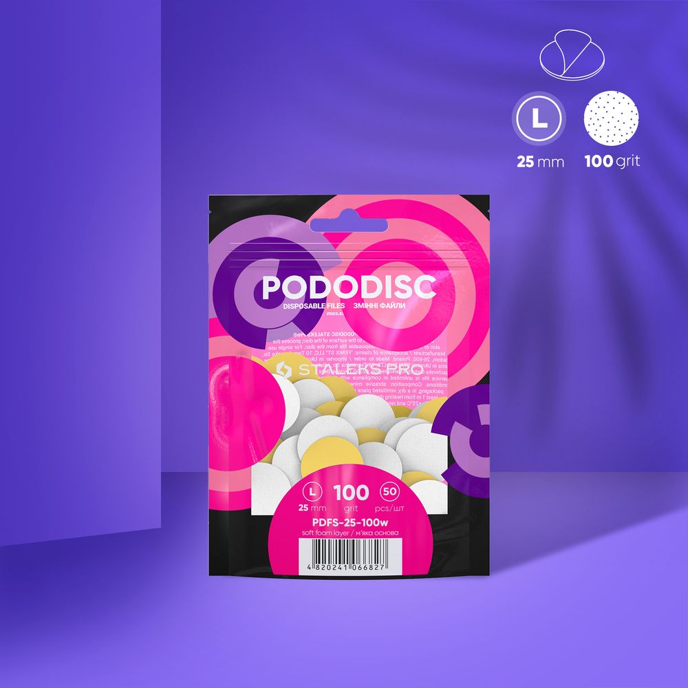 STALEKS Disposable white files L on soft foam layer for pedicure disc PODODISC EXPERT (50 pcs)