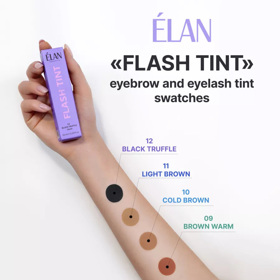ELAN FLASH TINT Eyebrow and eyelash occlusive tinting system, 10ml (08 black, 09 warm brown, 10 cold brown, 11 light brown)