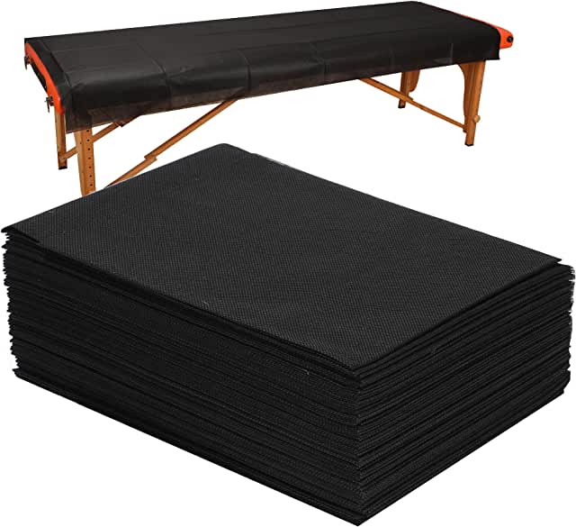 Uralili 20 PCS Massage Table Sheets Sets Disposable SPA Bed Sheets Non Woven Fabric Lash Bed Cover 31 X 70 Black