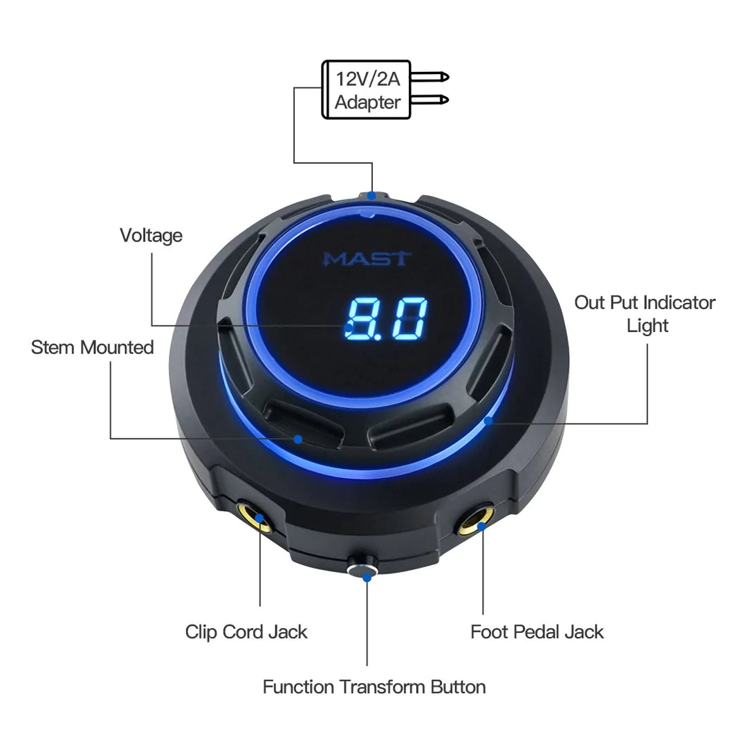 Mast Halo Tattoo Power Supply Dual Mode Start-Up for Tattoo Machines (P153-1)