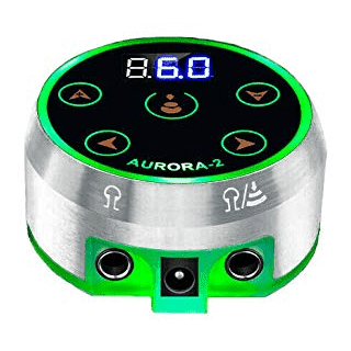 Tattoo Power Supply - Aurora II Power Supply 2nd Gen Colorful Voltage Fits All Tattoo Machine (Silver)