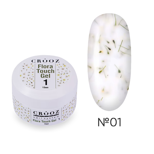 CROOZ extension gel with dried flowers Flora Touch Builder Gel 01, 15 ml