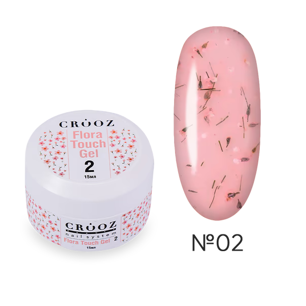 CROOZ extension gel with dried flowers Flora Touch Builder Gel 02, 15 ml
