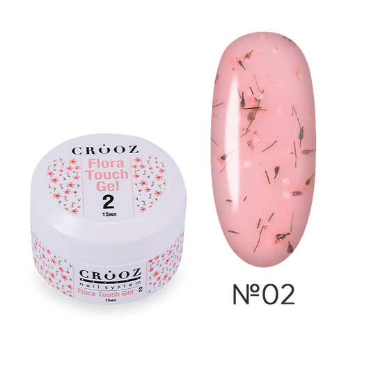 CROOZ extension gel with dried flowers Flora Touch Builder Gel 02, 15 ml