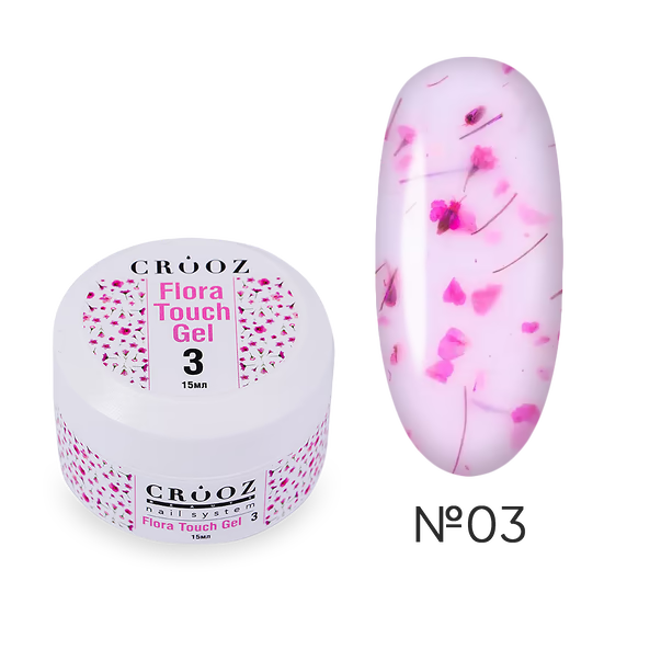 CROOZ extension gel with dried flowers Flora Touch Builder Gel 03, 15 ml