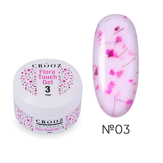 CROOZ extension gel with dried flowers Flora Touch Builder Gel 03, 15 ml
