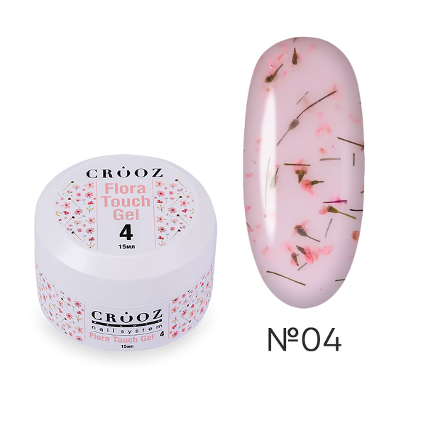 CROOZ extension gel with dried flowers Flora Touch Builder Gel 04, 15 ml
