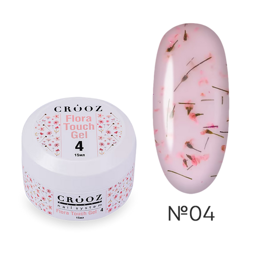 CROOZ extension gel with dried flowers Flora Touch Builder Gel 04, 15 ml