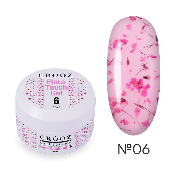 CROOZ extension gel with dried flowers Flora Touch Builder Gel 06, 15 ml