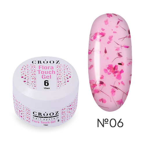 CROOZ extension gel with dried flowers Flora Touch Builder Gel 06, 15 ml