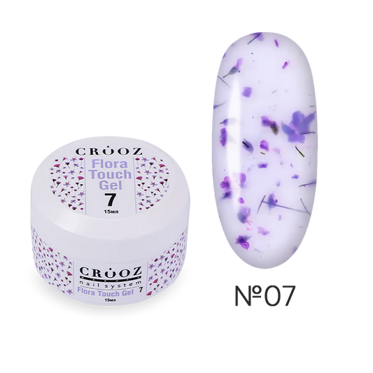 CROOZ extension gel with dried flowers Flora Touch Builder Gel 07, 15 ml