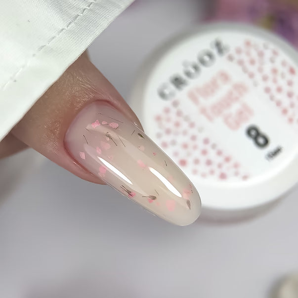 CROOZ extension gel with dried flowers Flora Touch Builder Gel 08, 15 ml