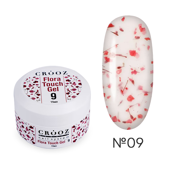CROOZ extension gel with dried flowers Flora Touch Builder Gel 09, 15 ml