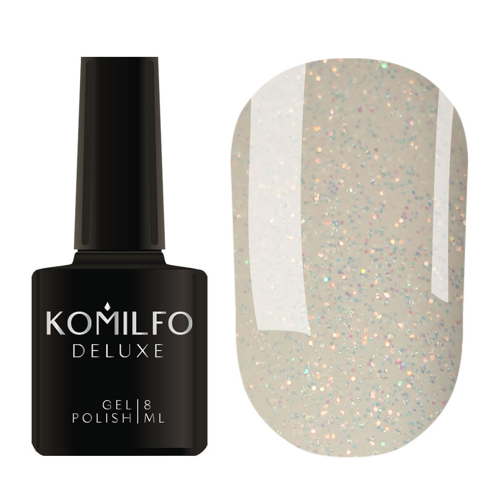 Gel Polish 002 Komilfo Moon Crush (orange-green sparkles, transparent), 8 ml