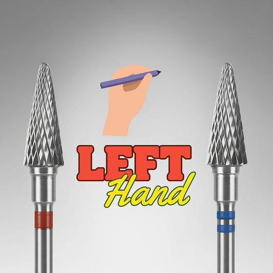 STALEKS Carbide nail drill bit for left-handed users cone blue EXPERT head diameter 6 mm / working part 14 mm