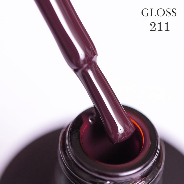 Gel polish 211 GLOSS (brown burgundy), 11 ml