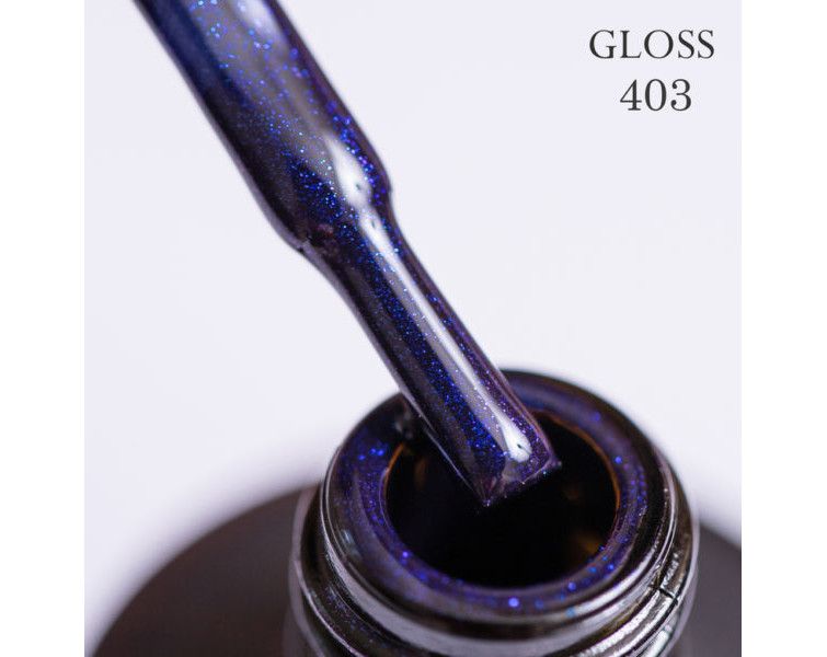 Gel polish GLOSS 403 (dark blue with micro-shine), 11 ml