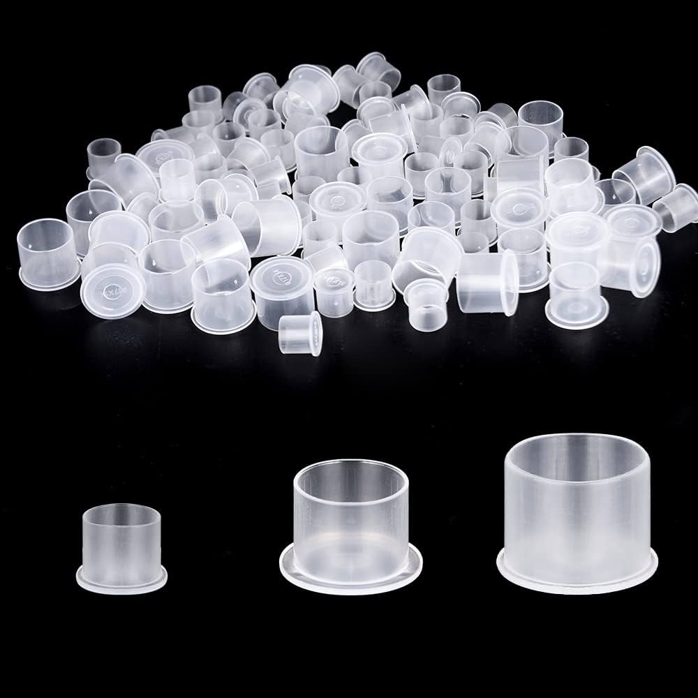 Cups For Tattoo Ink and Pigments Plastic Flat Base Clear