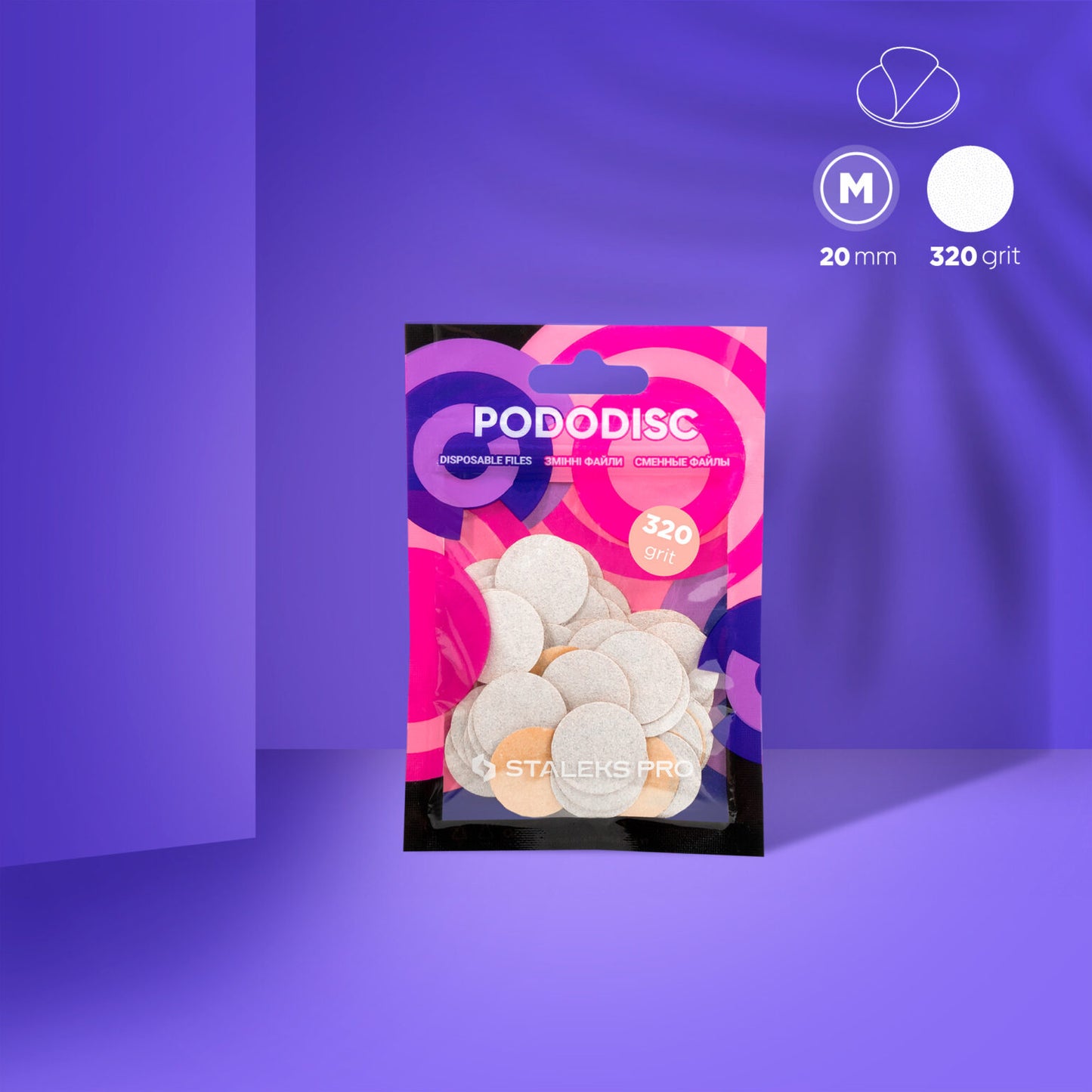 STALEKS Disposable white files M for pedicure disc PODODISC EXPERT (50 pcs)