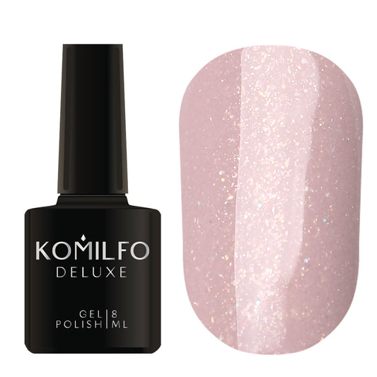Gel Polish Komilfo Undressed Beige-Pink With Gold Sequins, 8 ml