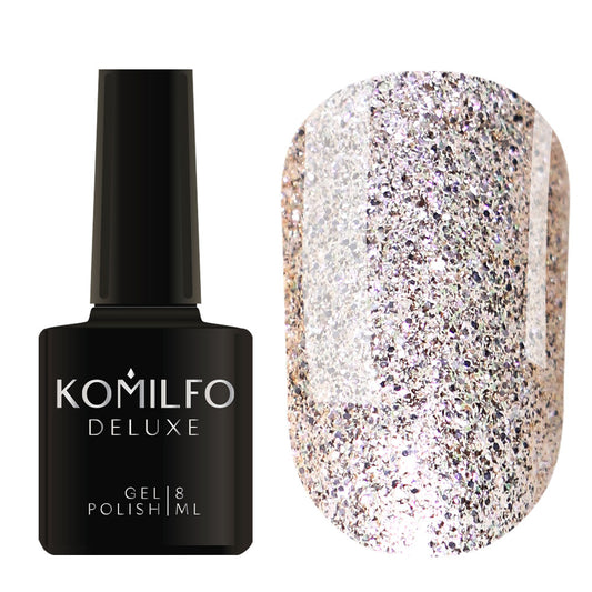 Gel Polish G005 Komilfo DeLuxe Series (rich light golden glitter with a slight pink overflow)