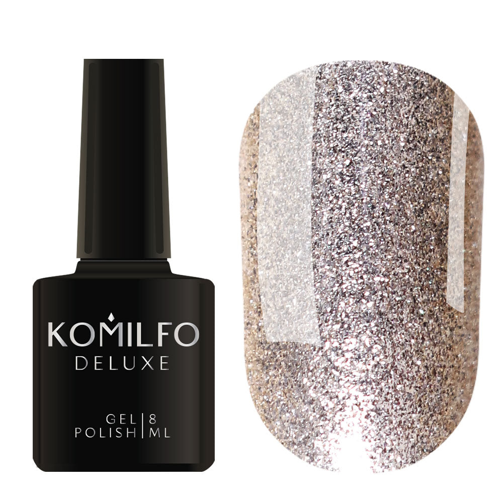 Gel Polish G010 Komilfo DeLuxe Series (white gold, micro shine), 8 ml