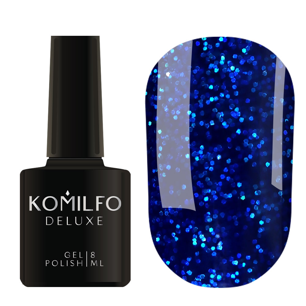 Gel Polish 003 Komilfo Stardust Glitter (deep blue with glitters), 8 ml