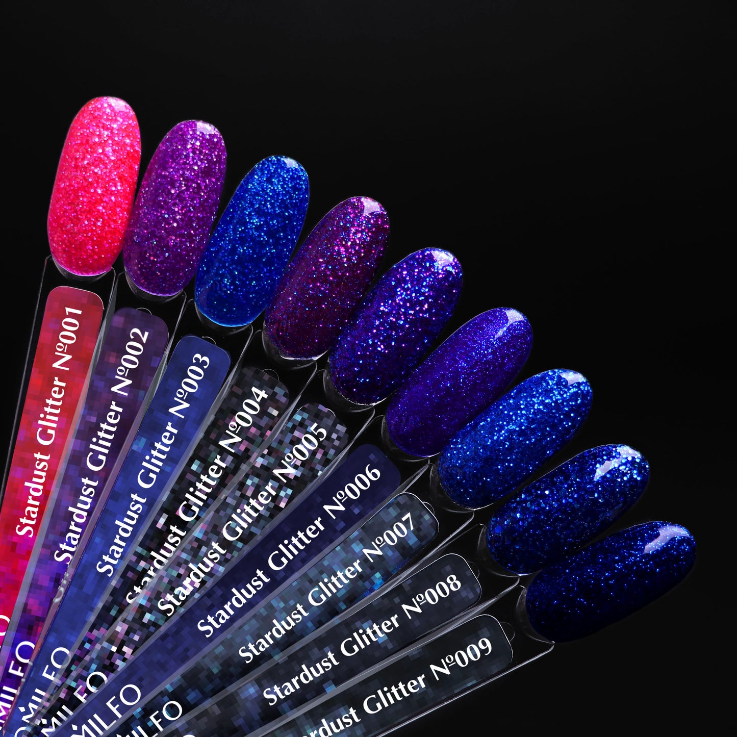 Gel Polish 008 Komilfo Stardust Glitter (deep blue with different sizes of glitter), 8 ml