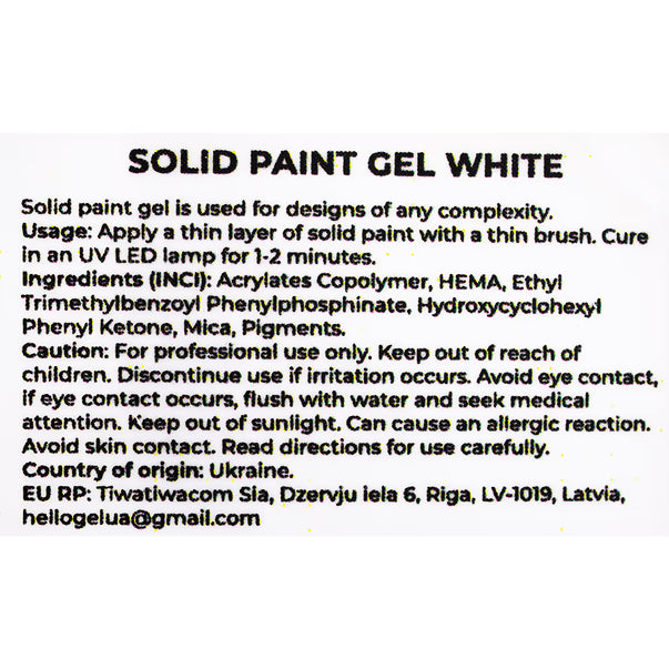 HEYLOVE Solid paint gel White, 5g