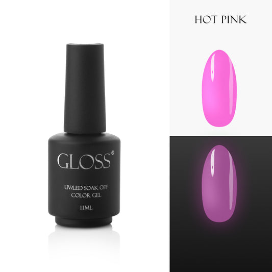 GLOSS fluorescent gel polish Hot Pink Elf, 11 ml