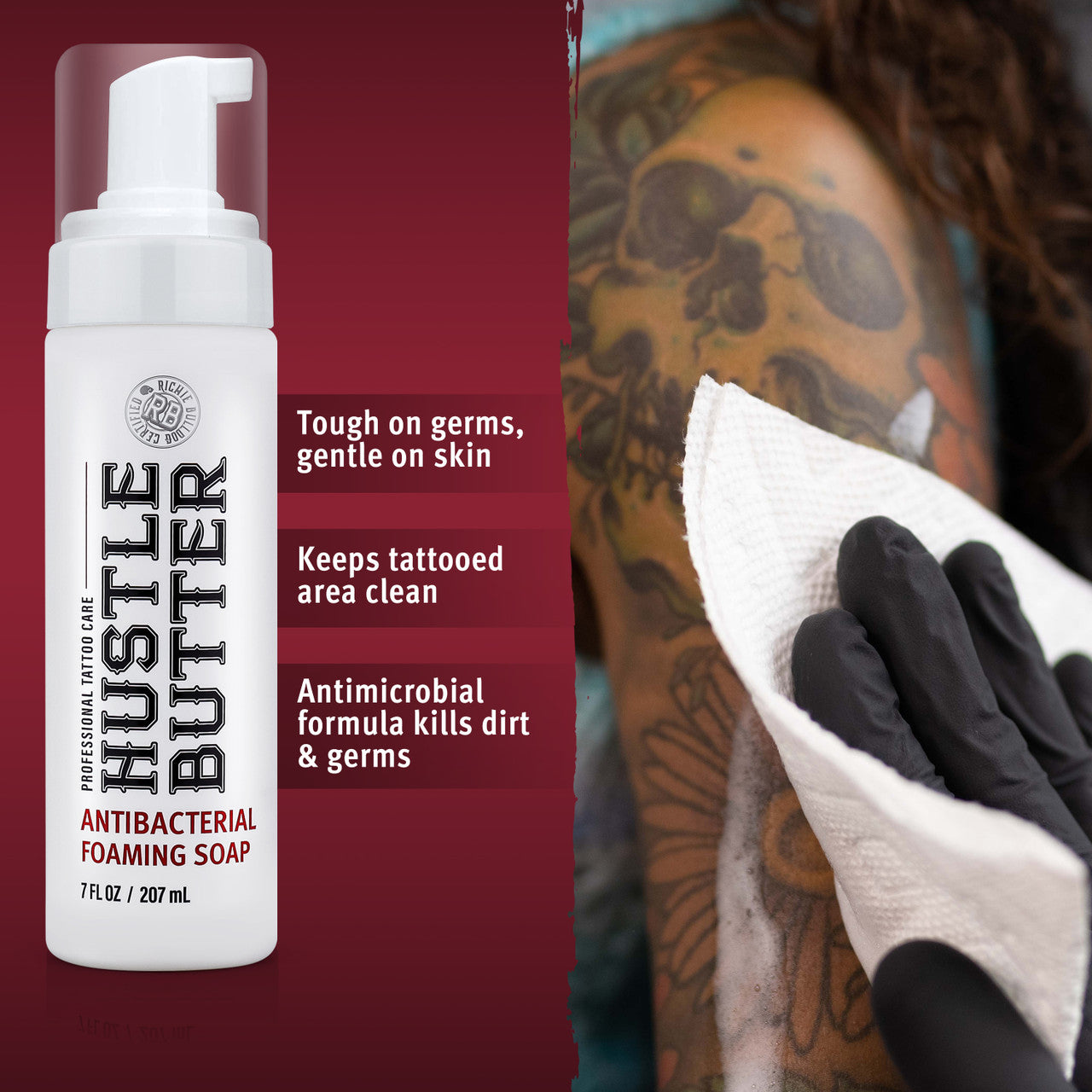 Hustle Bubbles Antibacterial Foaming Soap For Tattoo, 207 ml