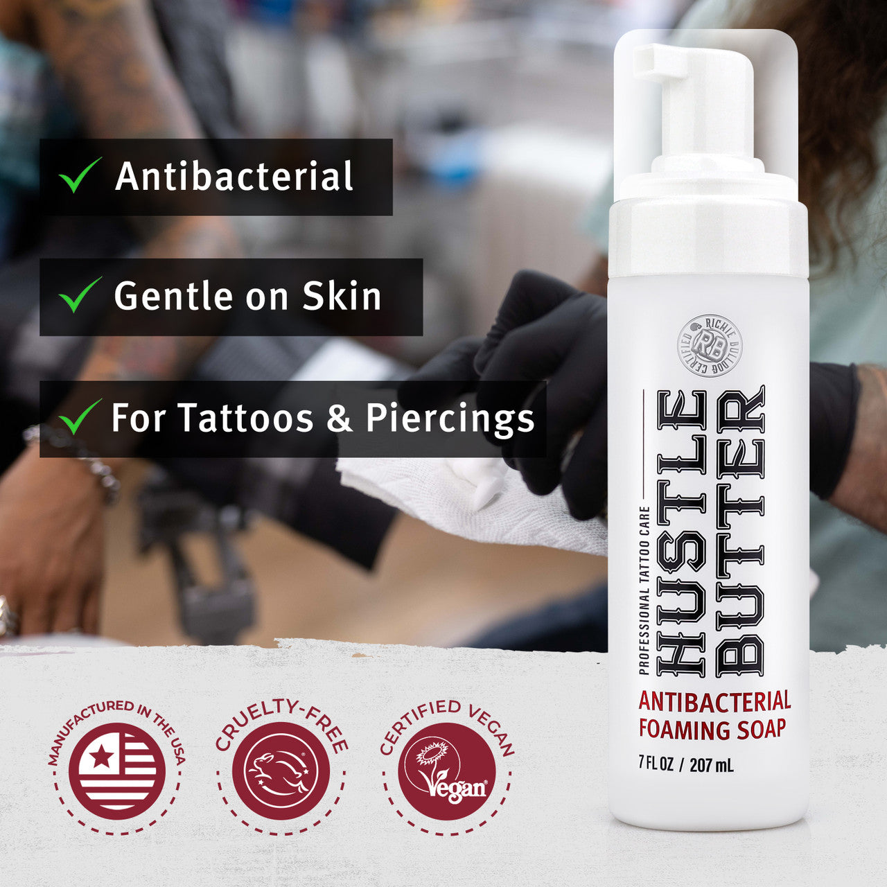 Hustle Bubbles Antibacterial Foaming Soap For Tattoo, 207 ml