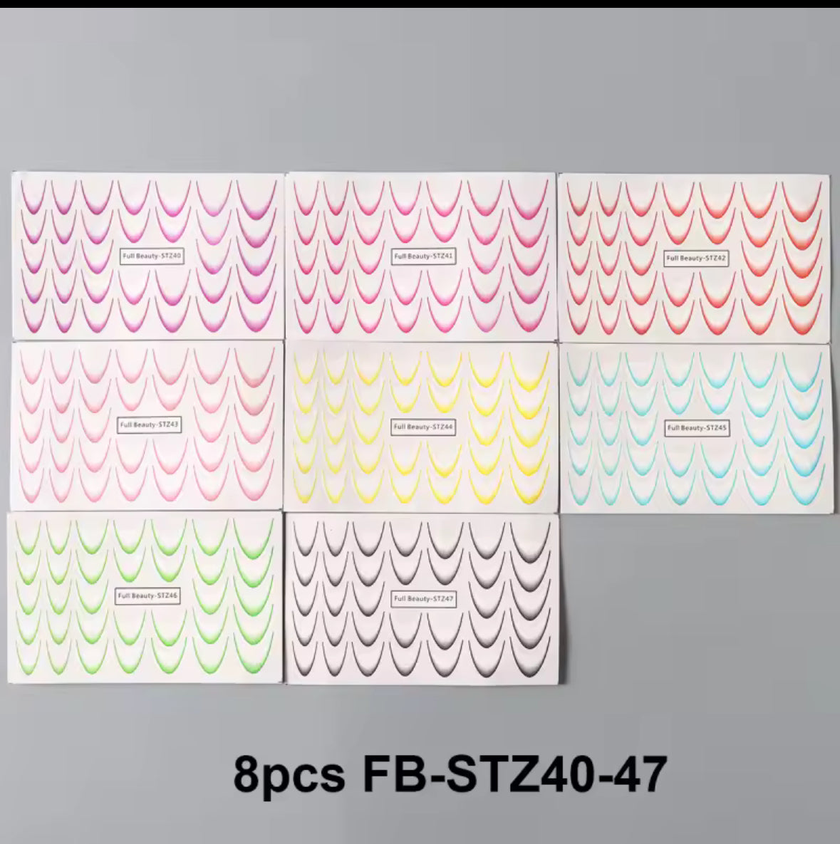 Color Gradient French Tip Nail Stickers – Self-Adhesive Manicure Decals