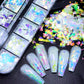 Rainbow nail design, broken glass, design (A32)