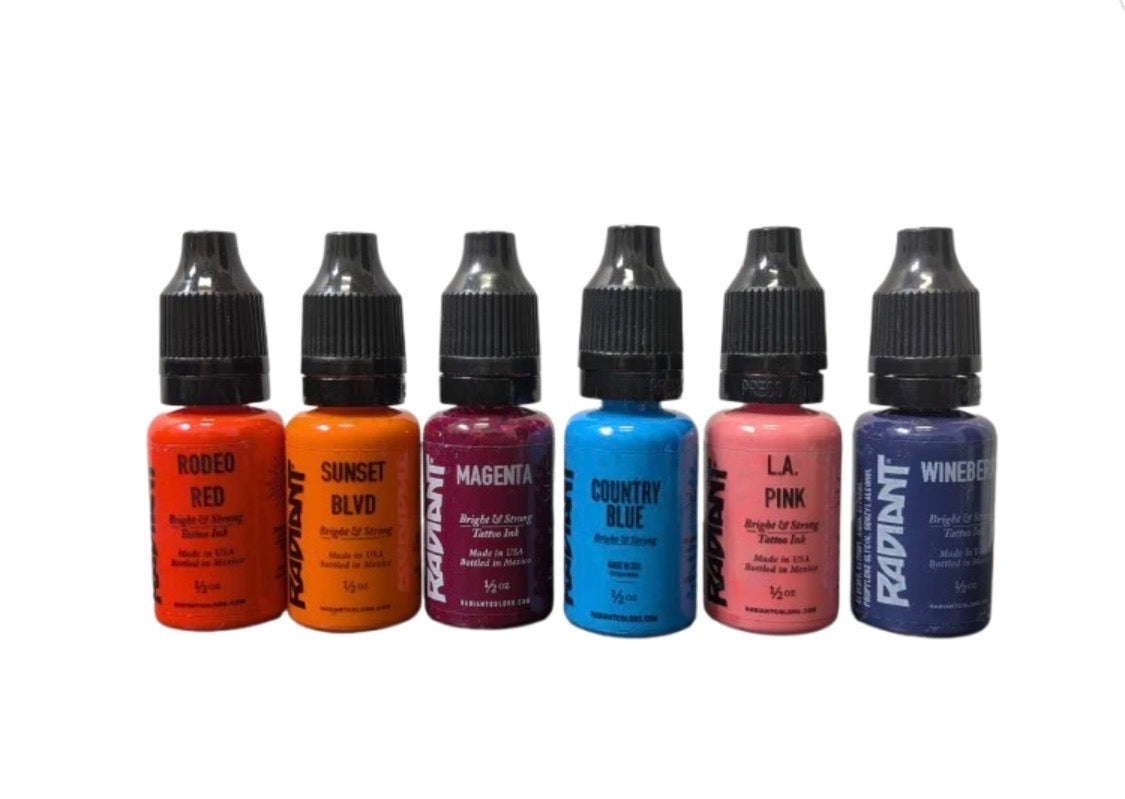 Radiant Colors 6 x 1/2oz Tattoo Ink Set