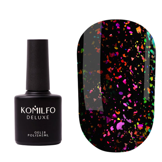 Komilfo No Wipe Chameleon Top – top without a sticky layer with unicorn flakes, 8 ml