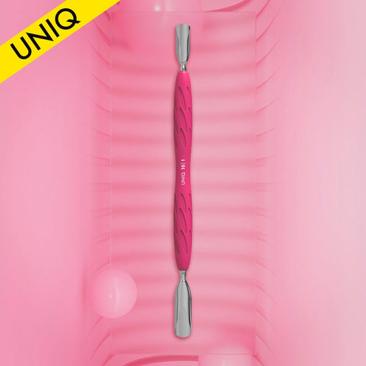 Manicure pusher Gummy with silicone handle UNIQ 10 TYPE 1 (rounded wide and rounded narrow pusher) (PQ-10/1)