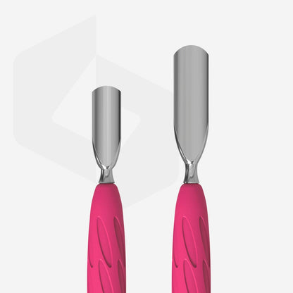 STALEKS Manicure pusher Gummy with silicone handle UNIQ 10 TYPE 1 (rounded wide and rounded narrow pusher)