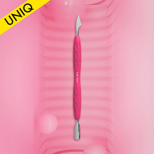 Manicure pusher Gummy with silicone handle UNIQ 10 TYPE 3 (rounded narrow pusher and cleaner) (PQ-10/3)