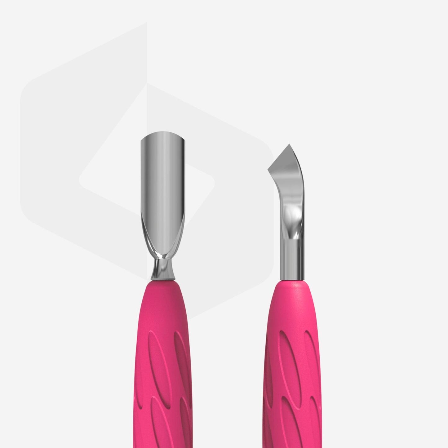 STALEKS Manicure pusher Gummy with silicone handle UNIQ 10 TYPE 4.2 (rounded narrow pusher and bent blade) (PQ-10/4.2)