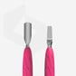 STALEKS Manicure pusher Gummy with silicone handle UNIQ 10 TYPE 5 (rounded narrow pusher and straight blade) (PQ-10/5)