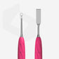 STALEKS Manicure pusher Gummy with silicone handle UNIQ 11 TYPE 1 (straight flat and loop pusher) (PQ-11/1)