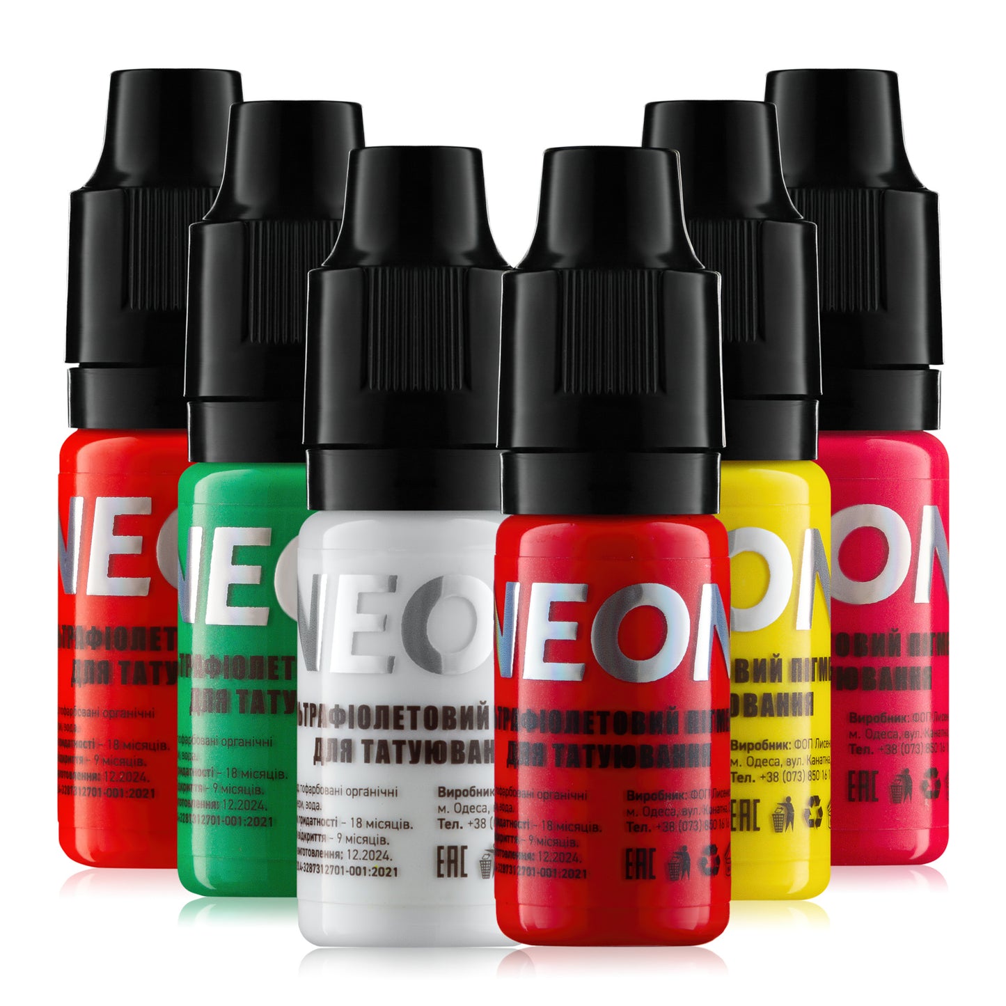Ultraviolet Tattoo Pigment NEON Set (6 colors)  by The Mineral