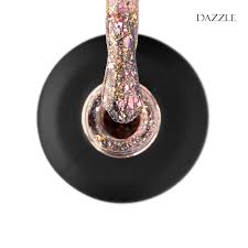 GLOSS Shine top coat Dazzle, 11 ml (transparent with a peach undertone, with pink and golden foil)
