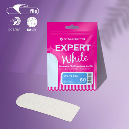 STALEKS Disposable white files for metal foot file EXPERT 10 (30 pcs)